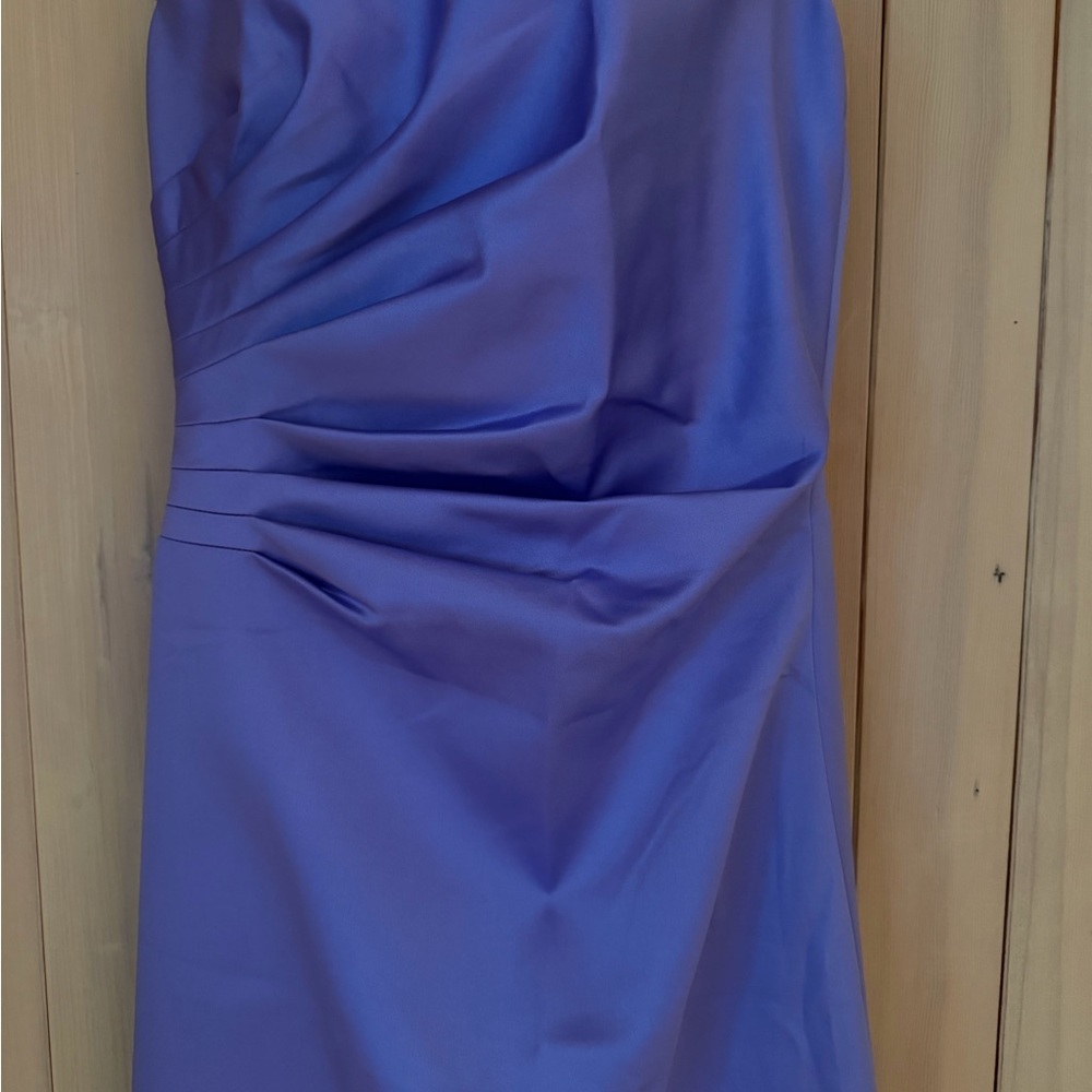 Cache Strapless Satin Purple Cocktail Dress